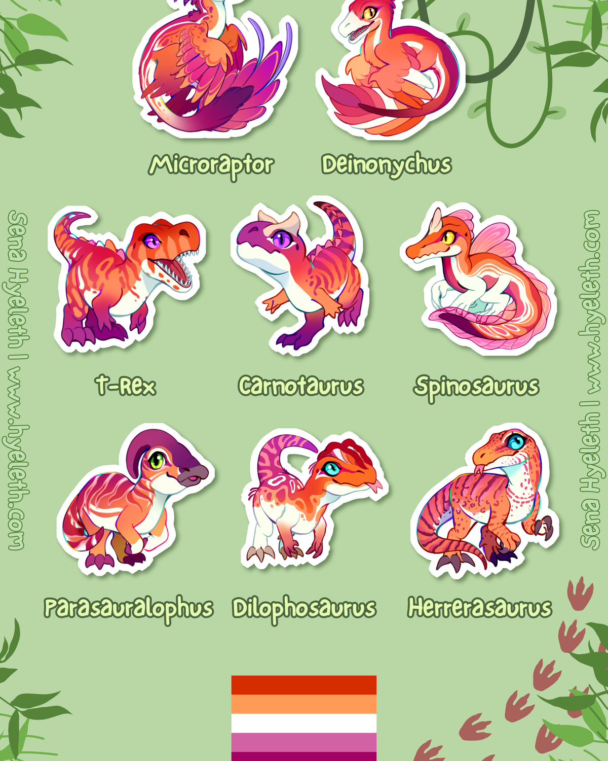 🏳️‍🌈Paleo Pride🏳️‍⚧️ Lesbian Pack | Holographic Sticker Bundle