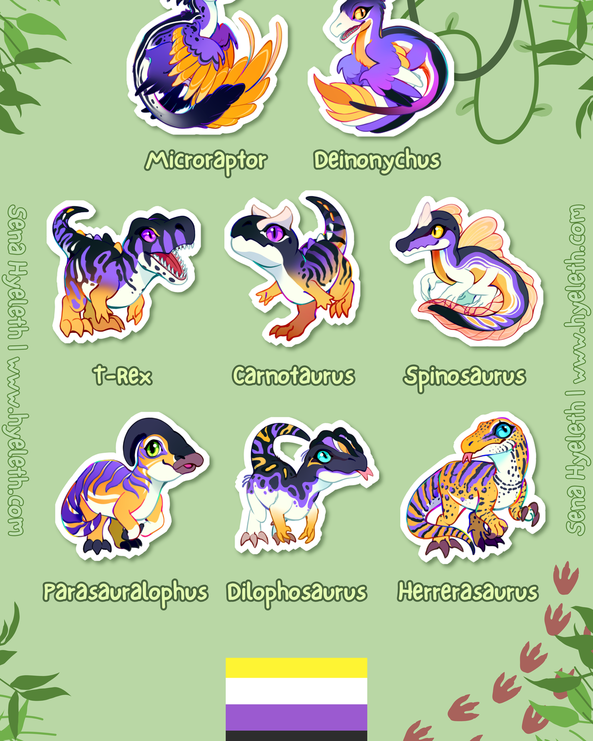 🏳️‍🌈Paleo Pride🏳️‍⚧️ Nonbinary Pack | Holographic Sticker Bundle