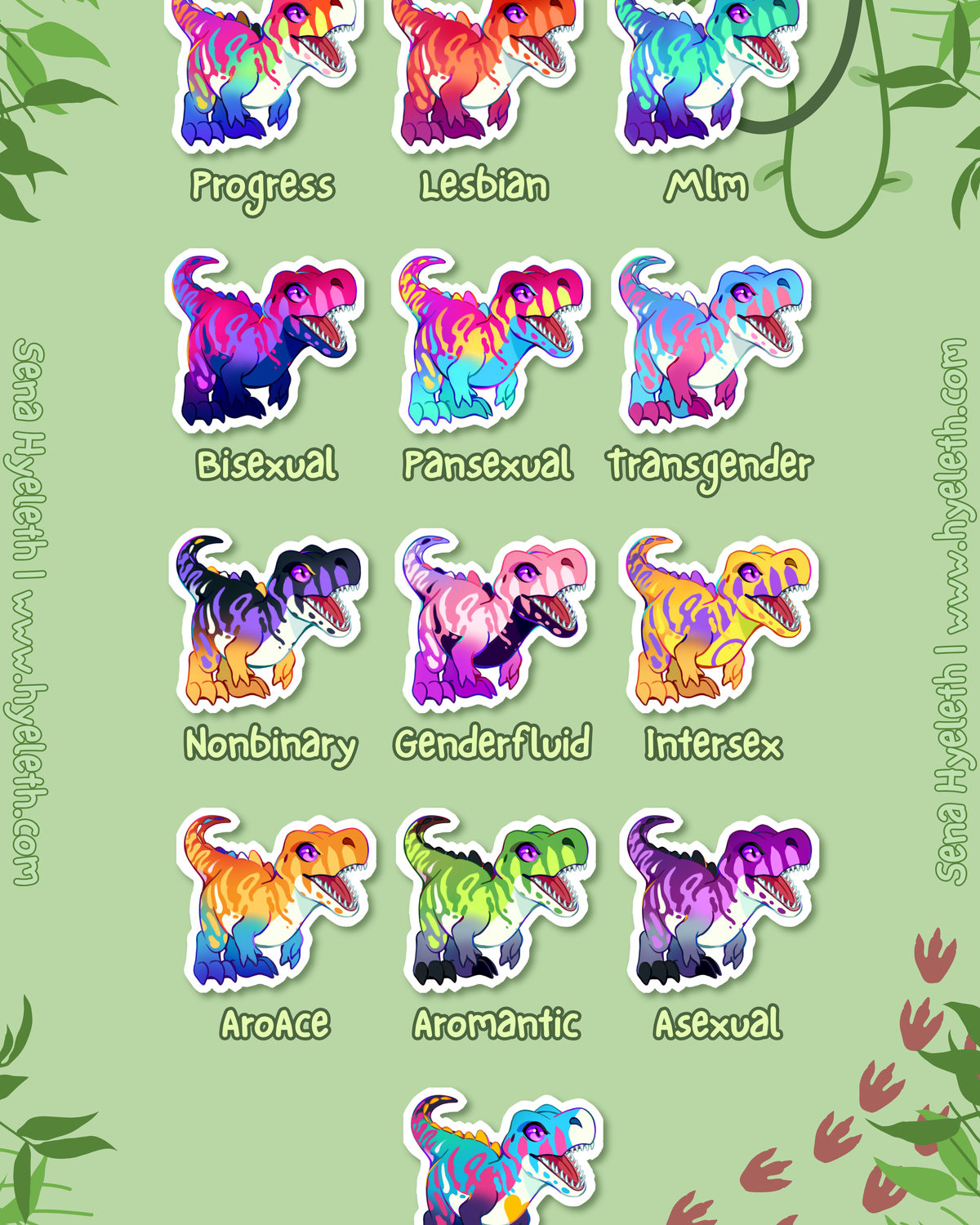 🏳️‍🌈Paleo Pride🏳️‍⚧️ T-Rex | Holographic Sticker