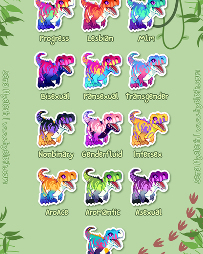 🏳️‍🌈Paleo Pride🏳️‍⚧️ T-Rex | Holographic Sticker