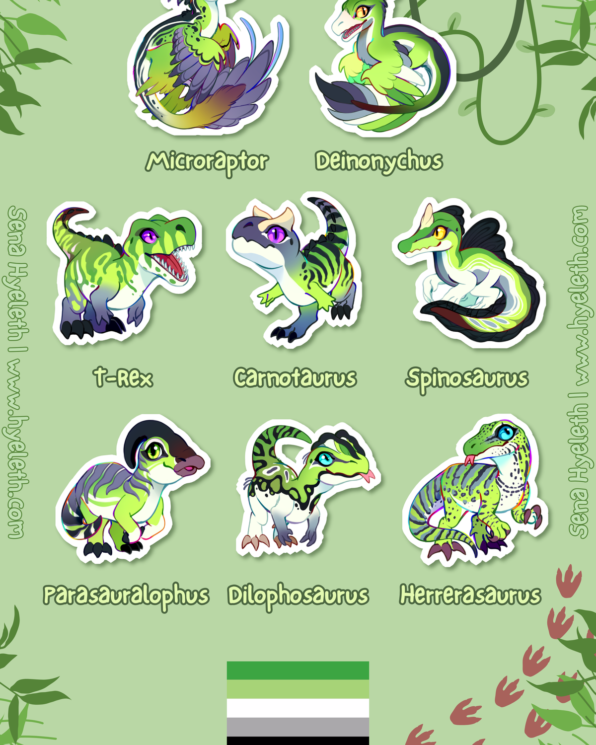 🏳️‍🌈Paleo Pride🏳️‍⚧️ Aromantic Pack | Holographic Sticker Bundle