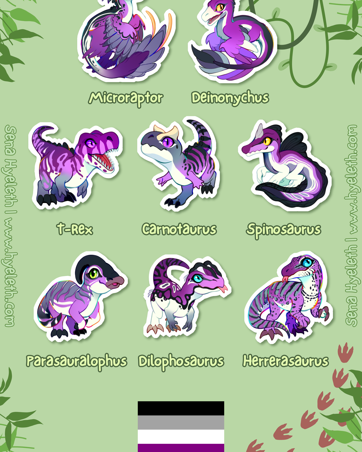 🏳️‍🌈Paleo Pride🏳️‍⚧️ Asexual Pack | Holographic Sticker Bundle