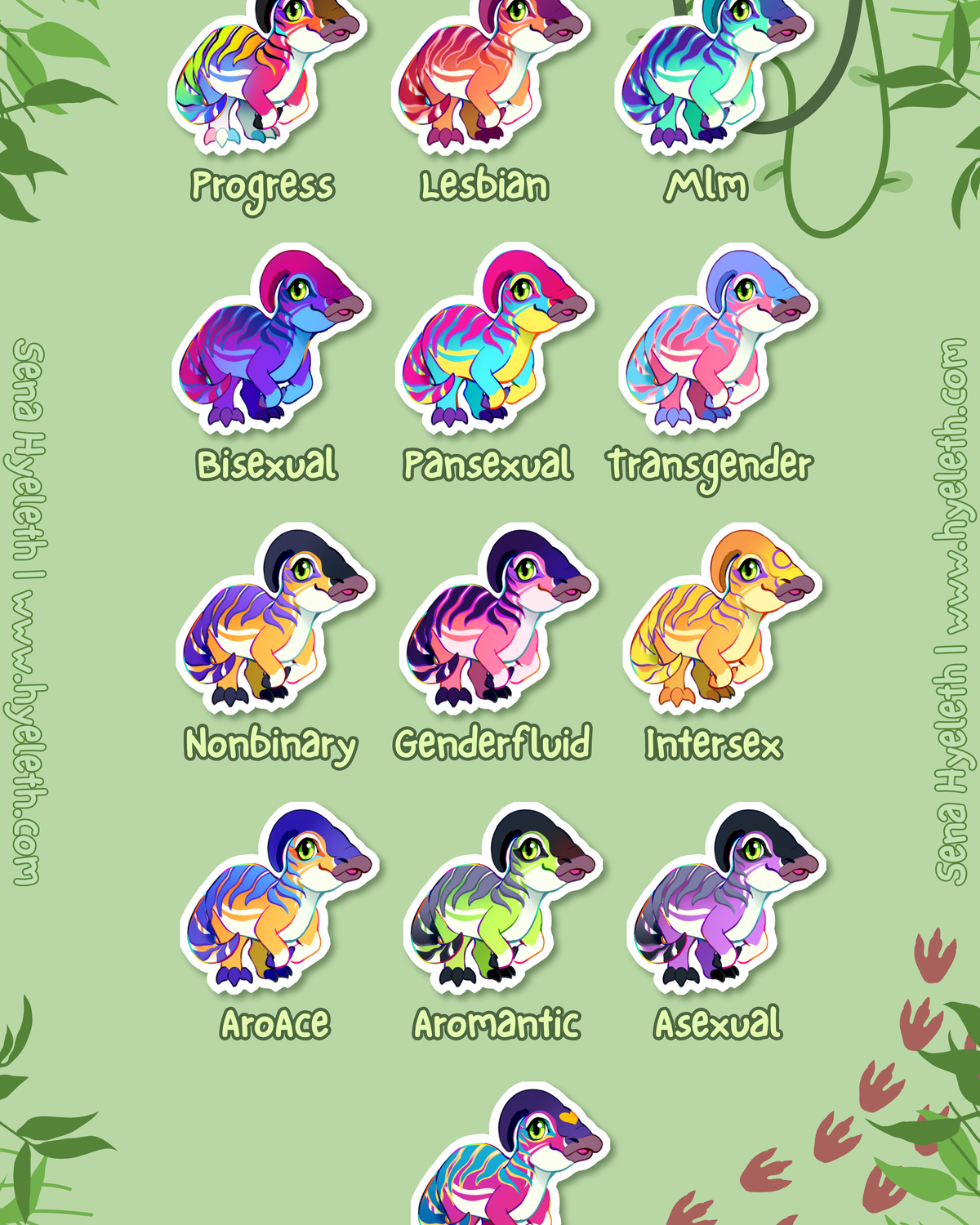 🏳️‍🌈Paleo Pride🏳️‍⚧️ Parasaurolophus | Holographic Sticker