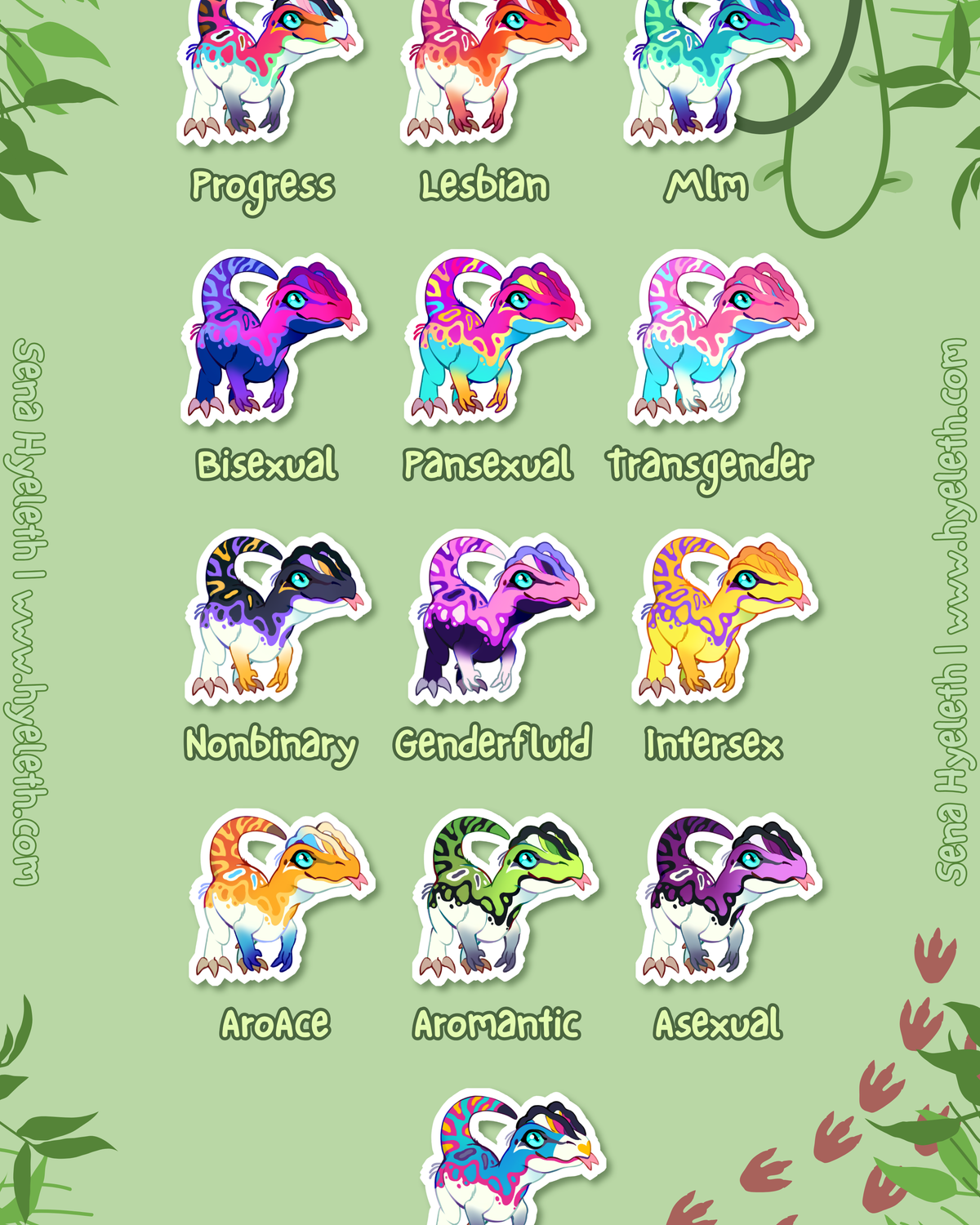 🏳️‍🌈Paleo Pride🏳️‍⚧️ Dilophosaurus | Holographic Sticker