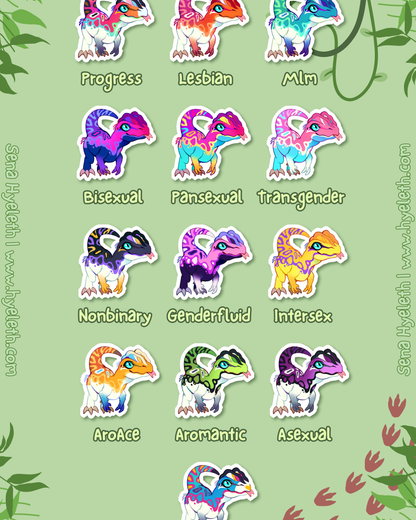 🏳️‍🌈Paleo Pride🏳️‍⚧️ Dilophosaurus | Holographic Sticker
