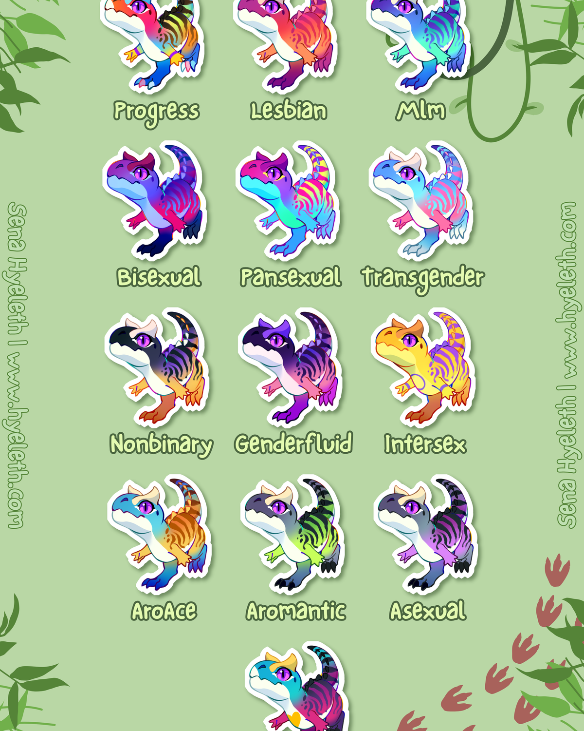 🏳️‍🌈Paleo Pride🏳️‍⚧️ Carnotaurus | Holographic Sticker
