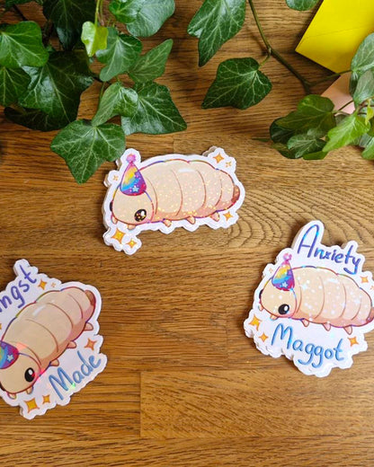 Anxiety Maggot | Holographic Sticker
