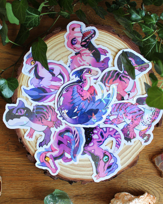 🏳️‍🌈Paleo Pride🏳️‍⚧️ Genderfluid Pack | Holographic Sticker Bundle